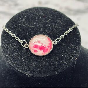 Chic Silver and Pink Bracelet